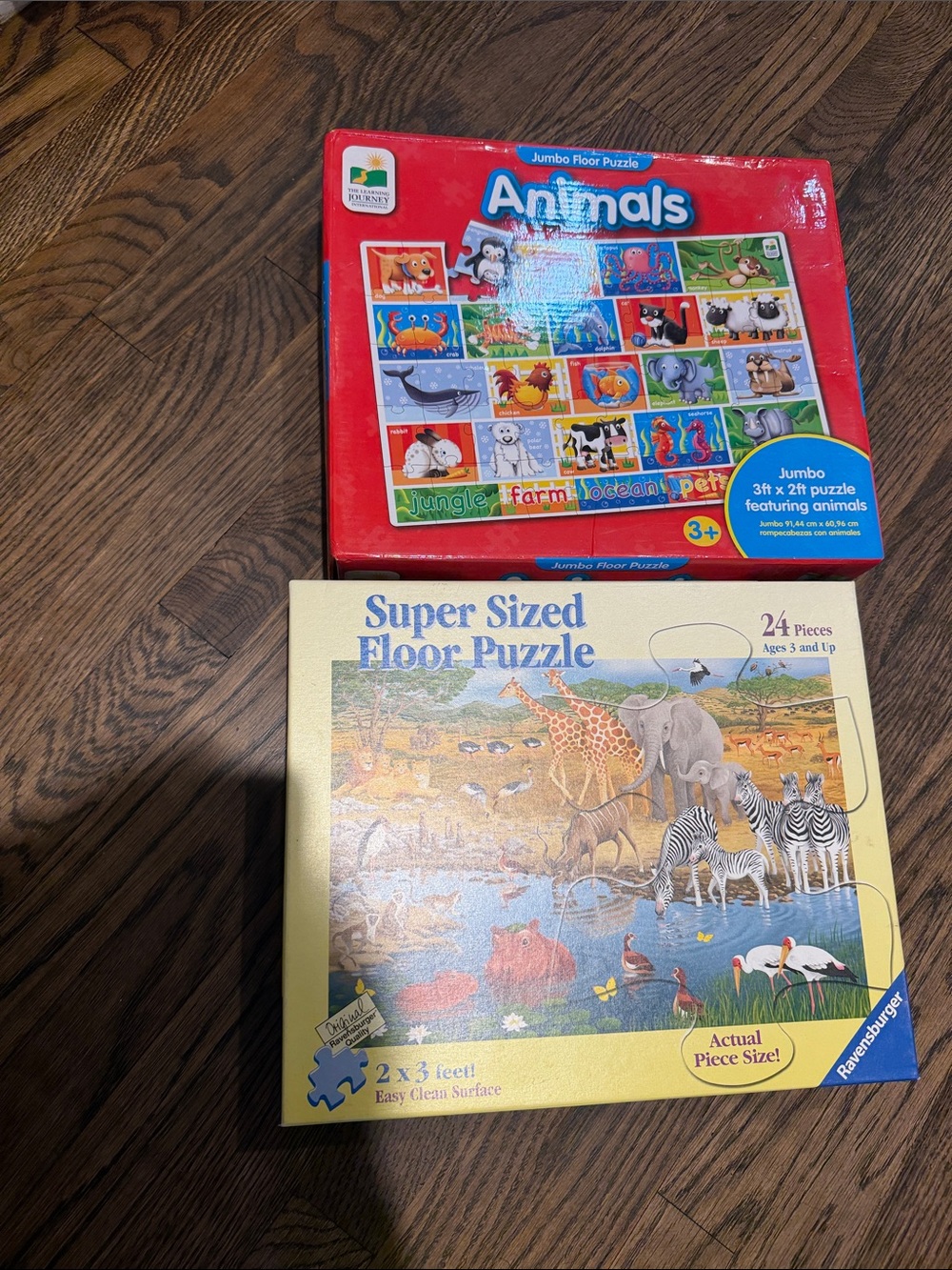 Ravensburger supersized Wildlife Floor Puzzle and the Learning Journey jumbo